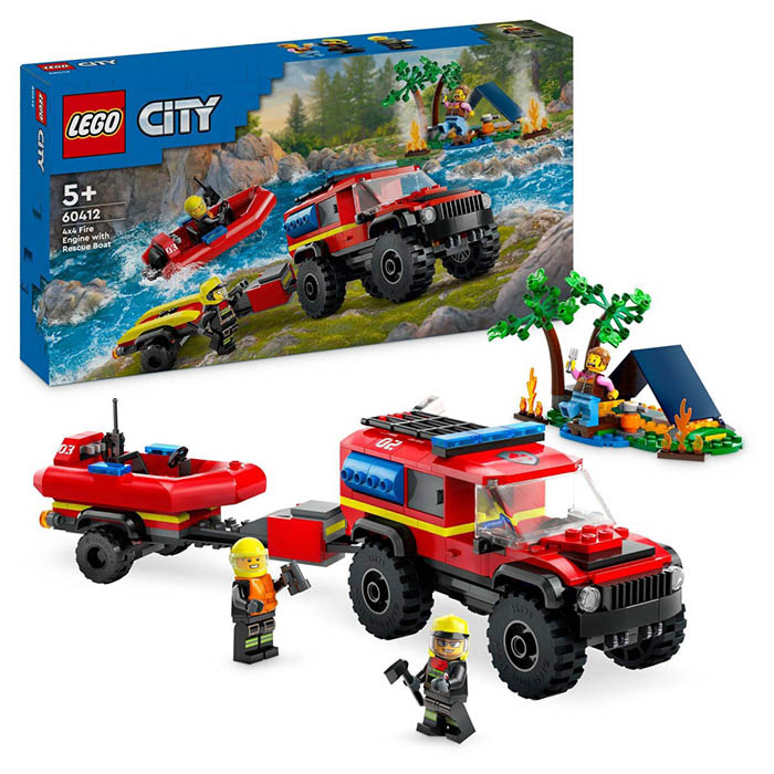 Lego пожарная машина 4x4 со спасательной лодкой 60412