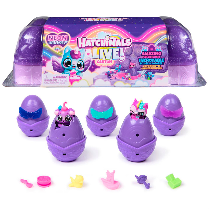 Set figurine in cosulet Hatchimal Alive Neon Rainbow 6072615