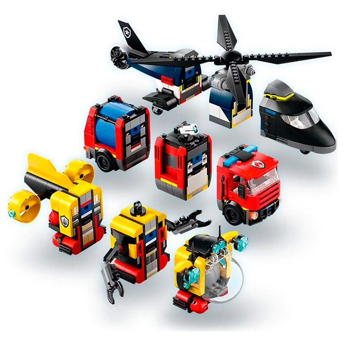 Lego City Elicopter autospeciala de pompieri si submarin in versiuni remixate 60462