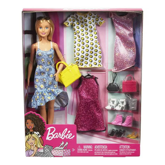 Papusa Barbie cu 4 seturi de Barbie JCR80