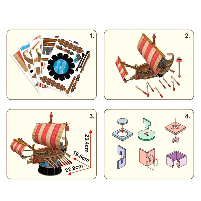 3D puzzle Cubicfun Nava romana de razboi T4032h