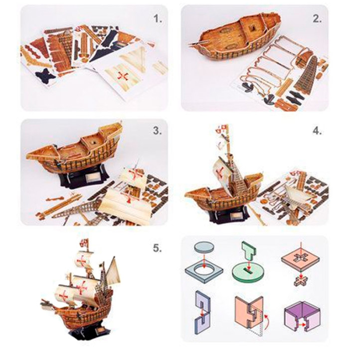3D puzzle Cubicfun Corabia lui Columb "Santa Maria" T4008h